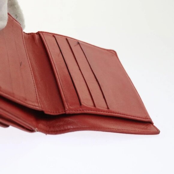 CHANEL Wallet Lamb Skin Red CC Auth - Picture 12 of 16